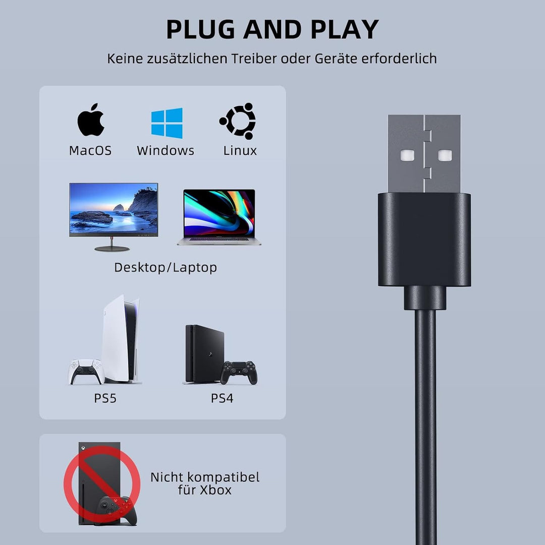 SUDOTACK USB Gaming Mikrofon, Professionelles Mikrofon PC Kondensator mit Arm, Popfilter, Mikrofonsp