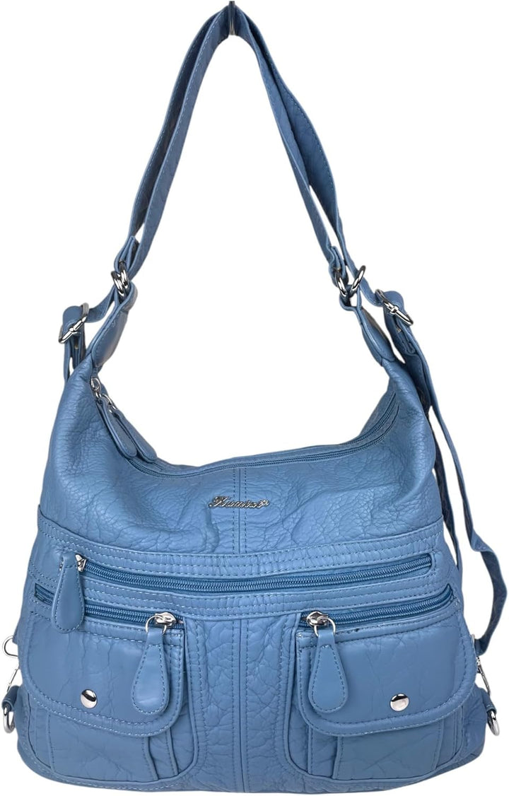 Rucksacktasche I 2in1 Damen Rucksack und Handtasche in Einem I Schultertasche einfarbig uni und bati