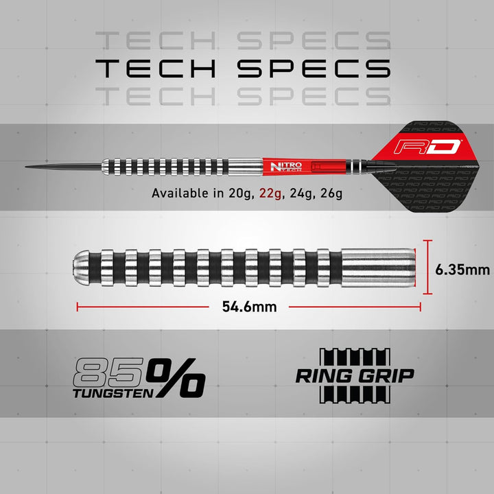 RED DRAGON Javelin Black Series Profi Dartpfeile Steeldarts Setmit Flights und Schäfte 22.0 Gramm, 2