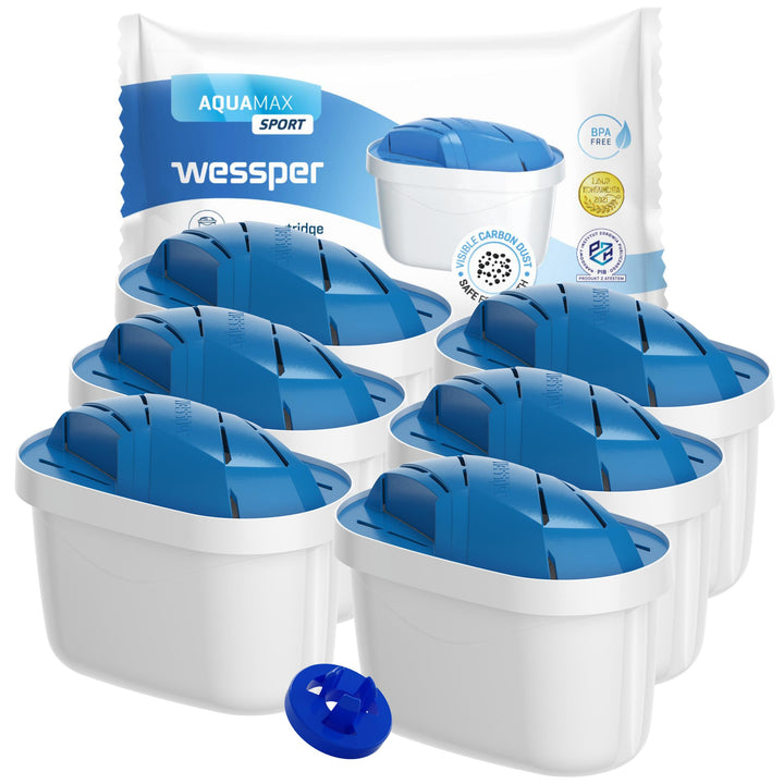 Wessper Wasserfilter Kartuschen für Wasser Kanne, AQUAMAX SPORT Filter Trinkwasser Ideal für Sportle