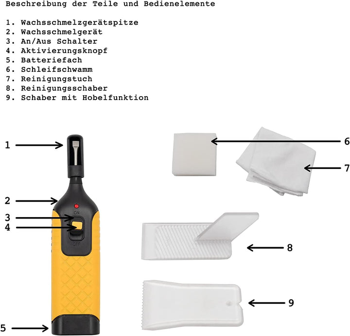 DRULINE Reparatur-Set Fliesen & Steinböden 17tlg. | Bodenreparaturset inkl. Wachsschmelzer, für Stei