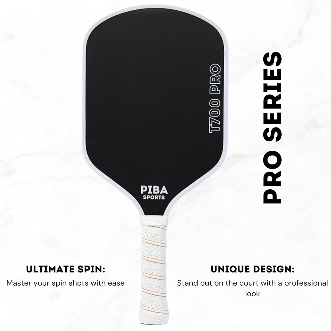 PRO Pickleball Schläger – T700 Carbon, 16mm Honeycomb, Angeraute Oberfläche für Top Spin, Verlängert