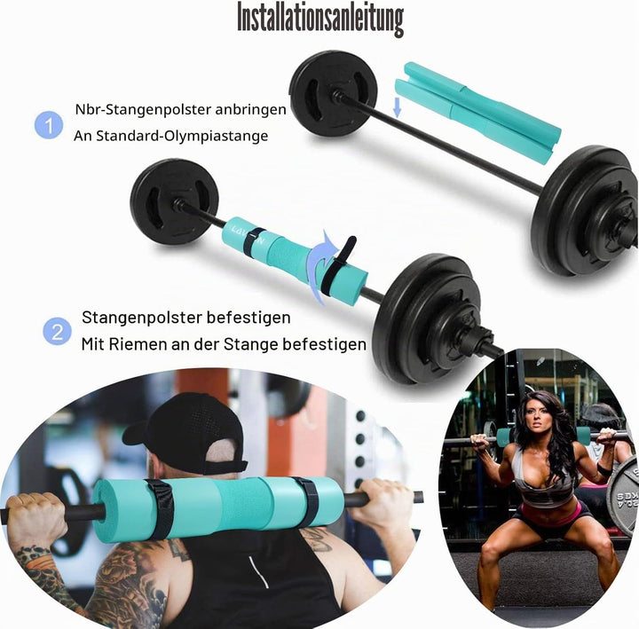 Langhantel Polster Set - Hip Thrust Pad Polster für Langhantelstange - Hantel Nackenpolster, Polster