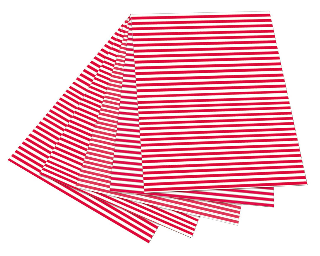 folia 6020 - Fotokarton mit Streifen rot - weiss, 50 x 70 cm, 10 Bogen, beidseitig bedruckt - zum Ba