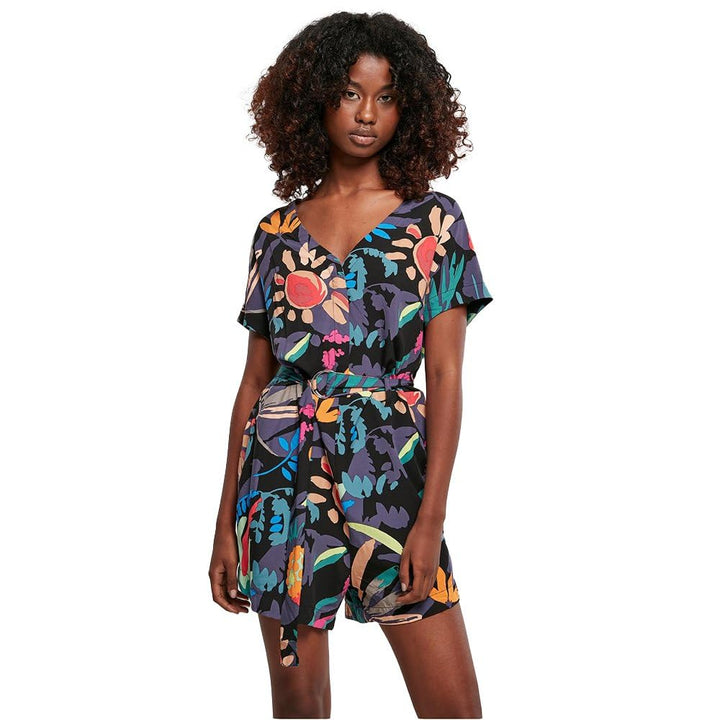 Urban Classics Damen Ladies Short Viscose Belt Jumpsuit T-Shirt 3XL Blackfruity, 3XL Blackfruity