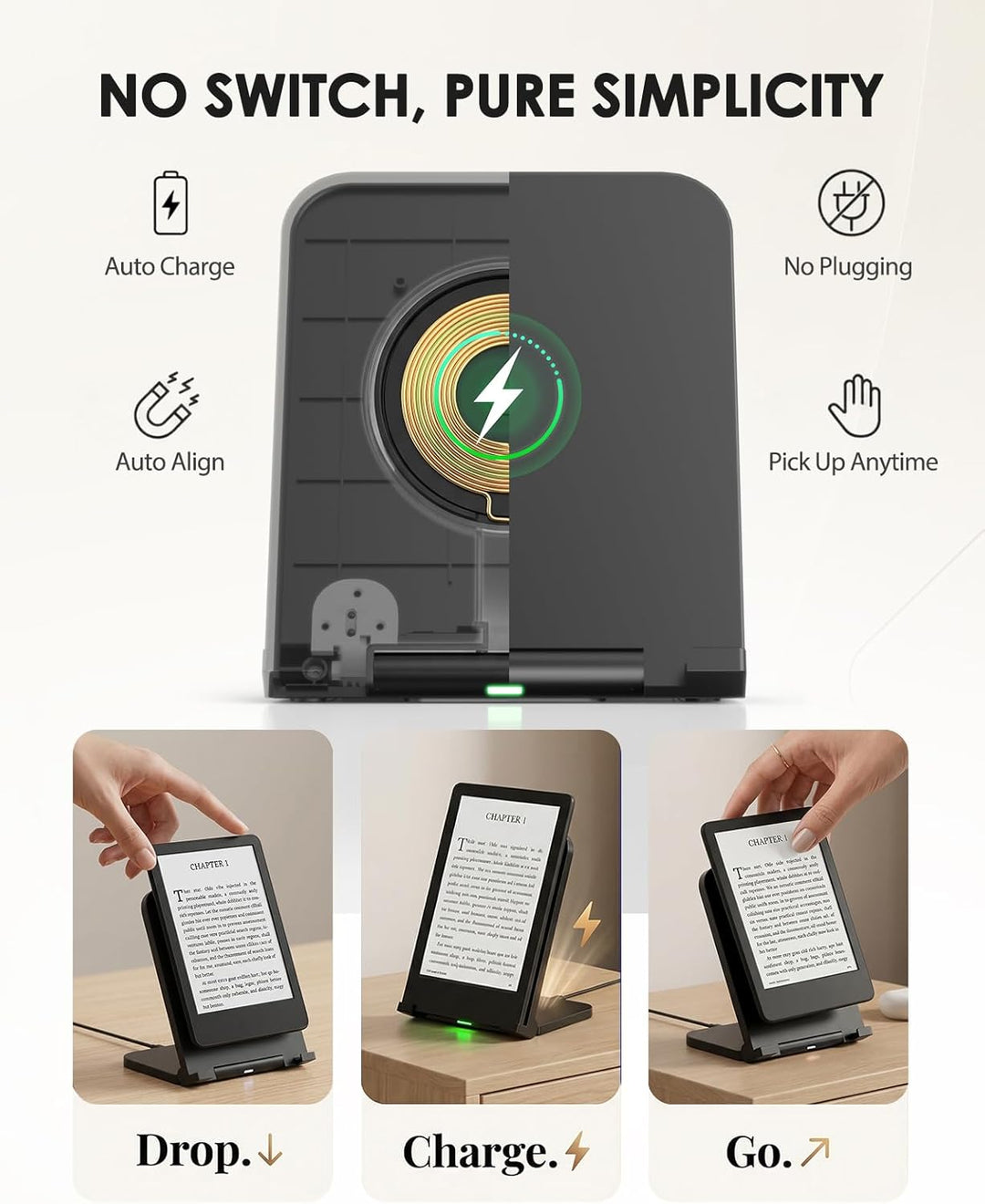 Doohoeek Kabellose Ladestation für Kindle Paperwhite Signature (2022/2024), Colorsoft Signature (202