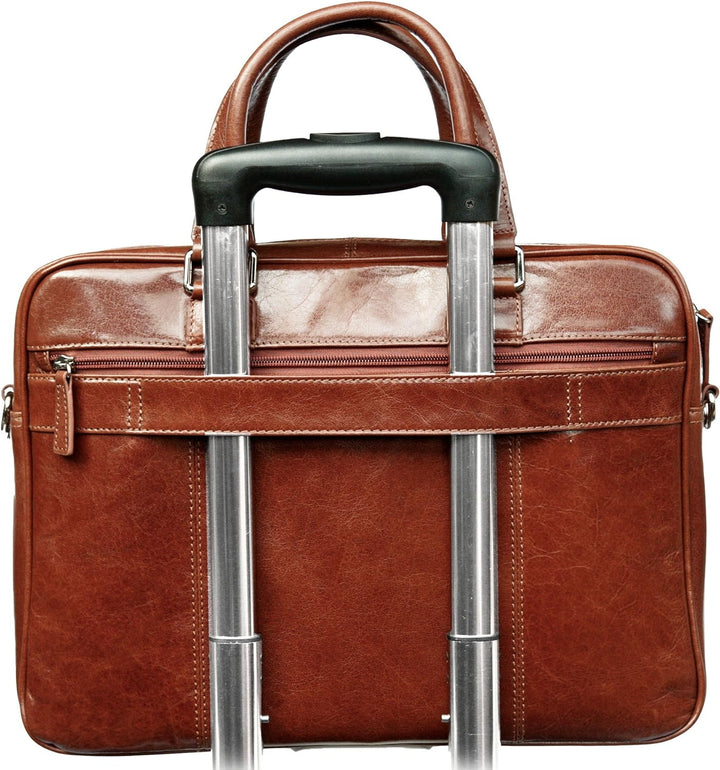 S Babila – Dokumententasche für Laptop – echtes italienisches genarbtes Leder Dunkelbraun, Dunkelbra