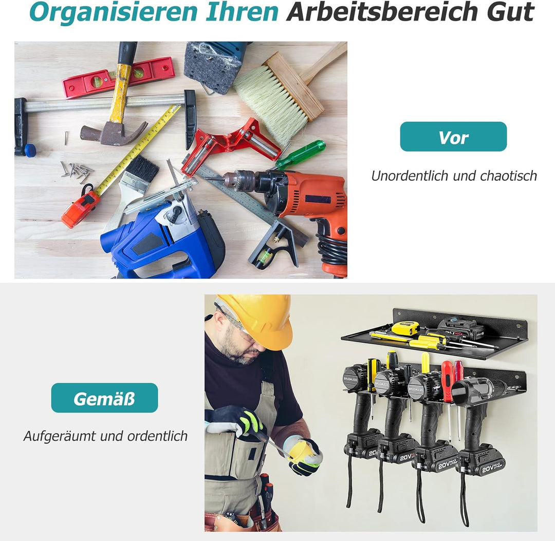 COSTWAY Werkzeugregal Wandregal, Werkzeug Organizer Metall, Werkzeugwand mit 4 Schlitzen & 36 Bohrlö