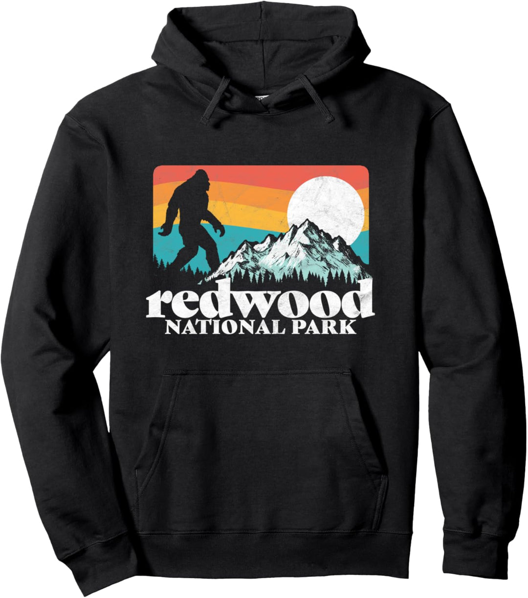 Redwood National Park California Bigfoot Mountains 80s Pullover Hoodie