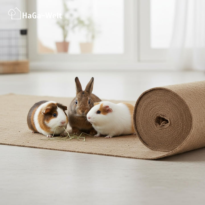 HaGa® Hanfmatte 500 g/m² in 0,65m x 5m | Nachhaltige Einstreu Unterlage für Kleintierheim | Atmungsa