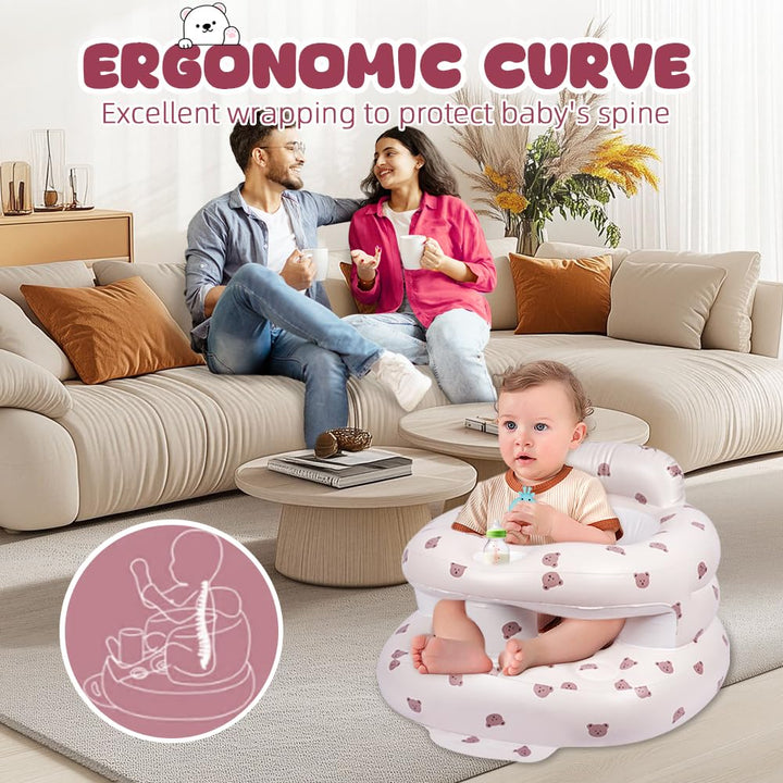 Aufblasbarer Baby-Sitz für Babys ab 3 Monaten, Bärenkopf Gross Baby-Rückenstützsofa Mit Eingebauter