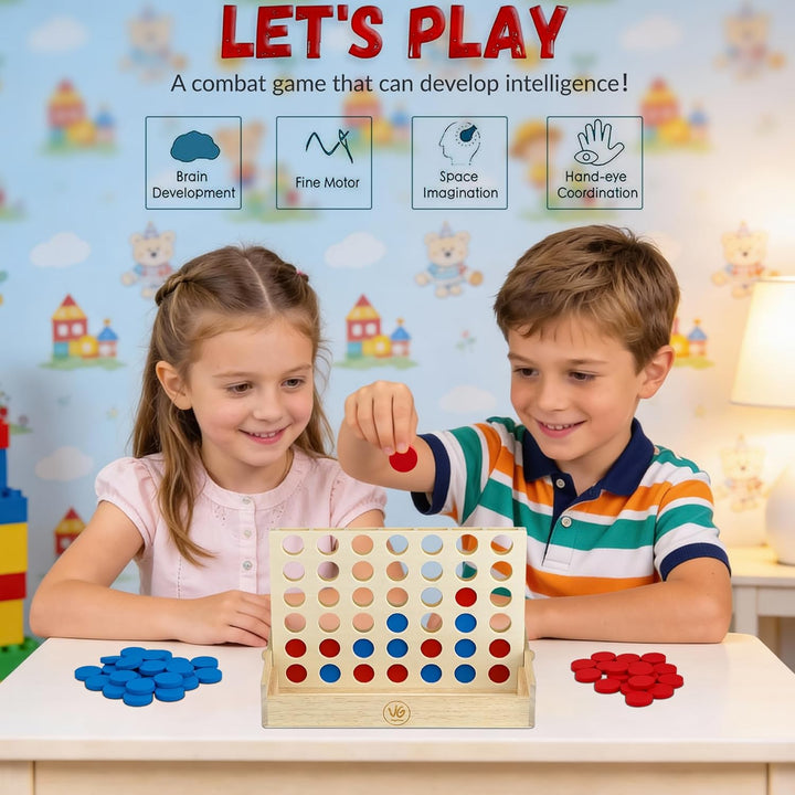 4 in Einer Reihe Spiel Holz, Vertikales Strategiespiel für 2 Spieler, Pädagogisches Lernspielzeug, G