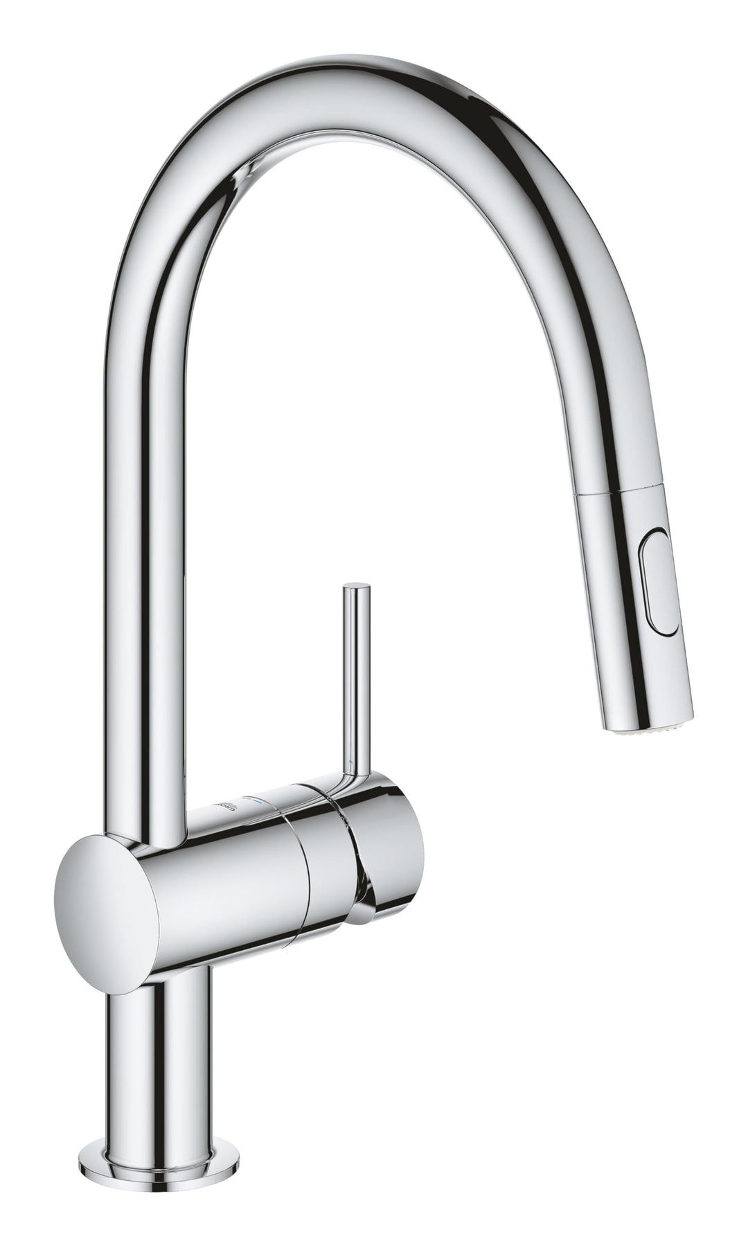 GROHE Minta - Einhand-Spültischarmatur (C-Auslauf, Einlochmontage, herausziehbare Dual Spülbrause, f