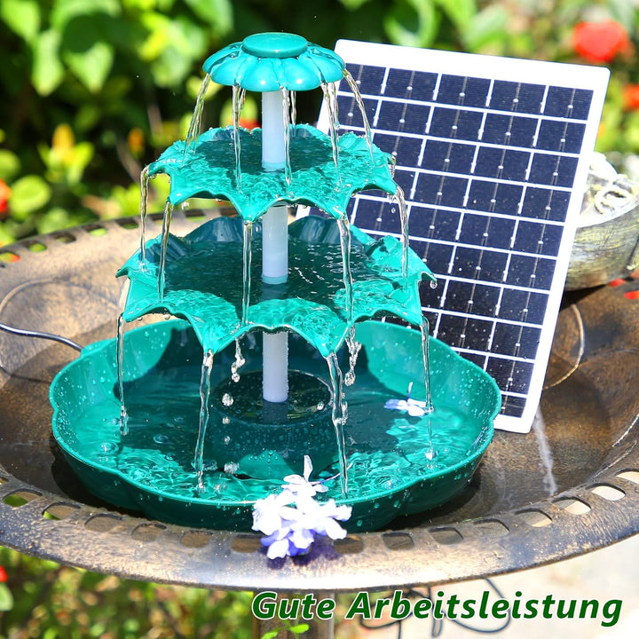 AISITIN DIY Brunnen,Vogeltränke Sets mit 6,5W Solar Springbrunnen mit Akku, 3 Stufige Vogelfütterer