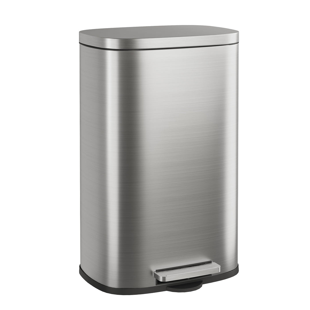 WLIVE 50L Mülleimer aus Edelstahl, grosser Treteimer mit Inneneimer und Soft-Close-Deckel, Abfalleim