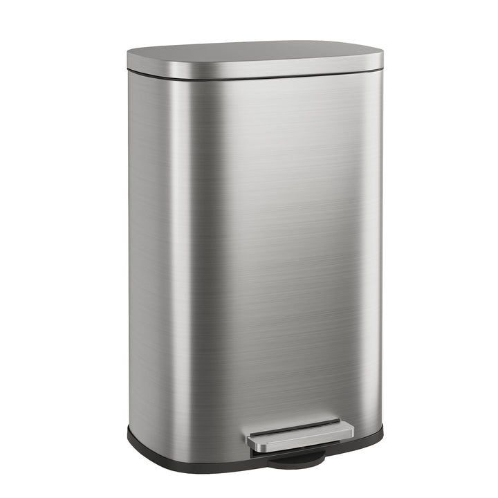 WLIVE 50L Mülleimer aus Edelstahl, grosser Treteimer mit Inneneimer und Soft-Close-Deckel, Abfalleim