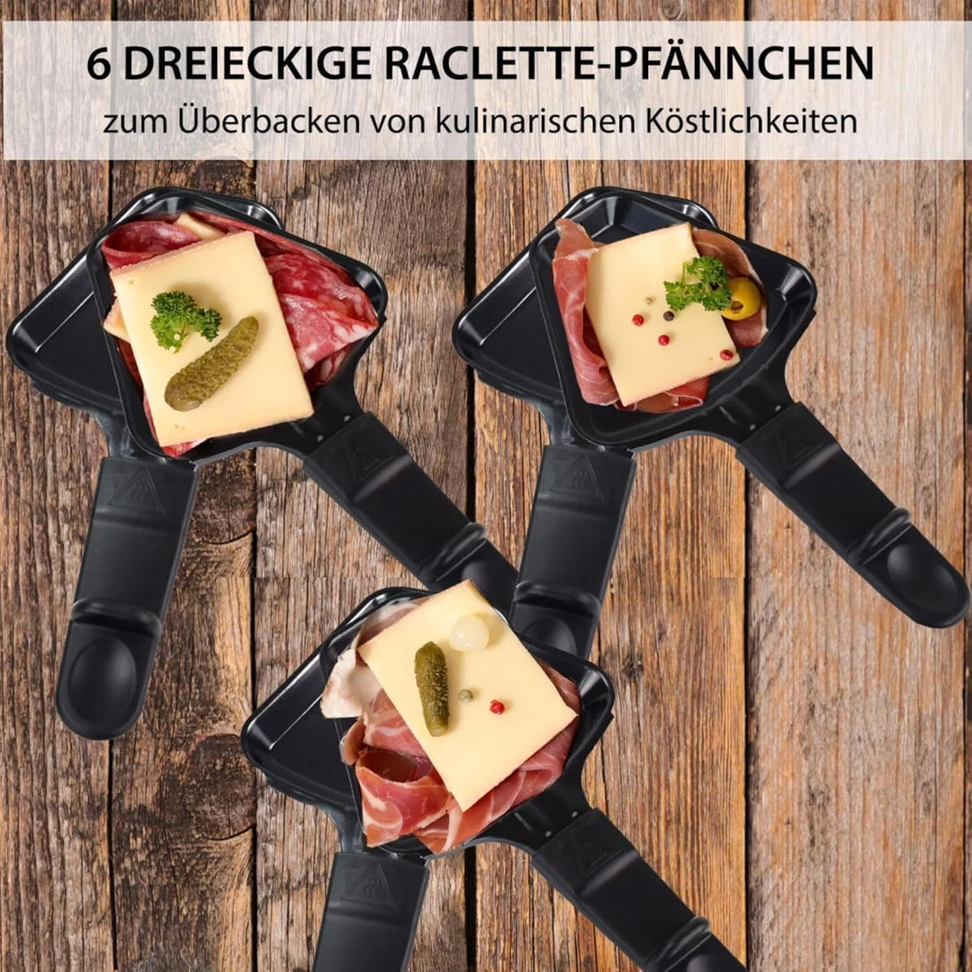 Syntrox Germany Raclette für 6 Personen Lillex, Rund mit Glas-Keramik Platte Emailliert, 900W Kompak