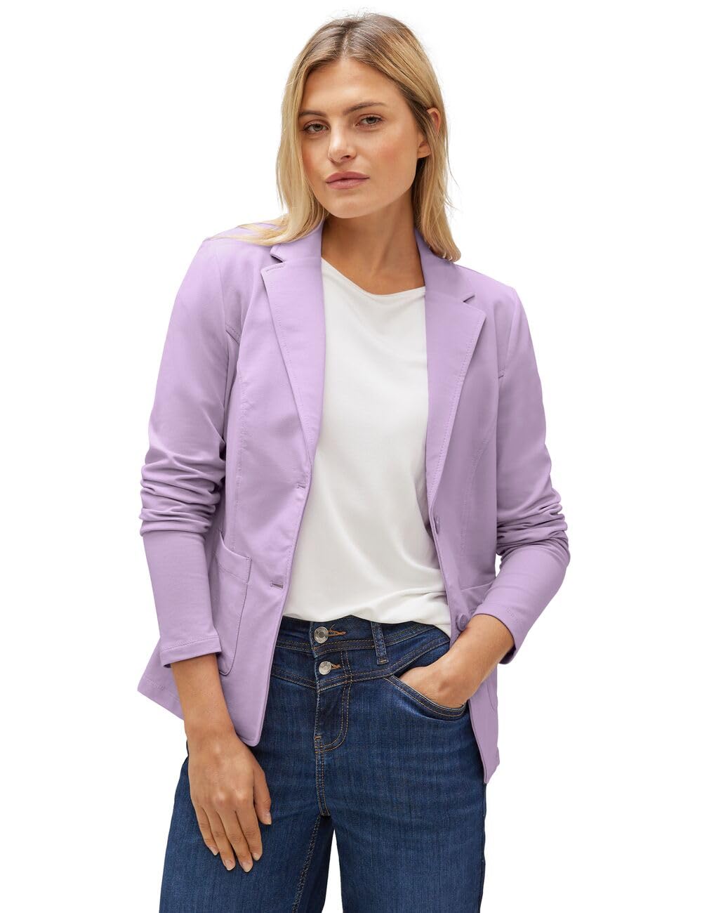 Street One Damen Basic Blazer mit Raffungen 34 Soft Pure Lilac, 34 Soft Pure Lilac