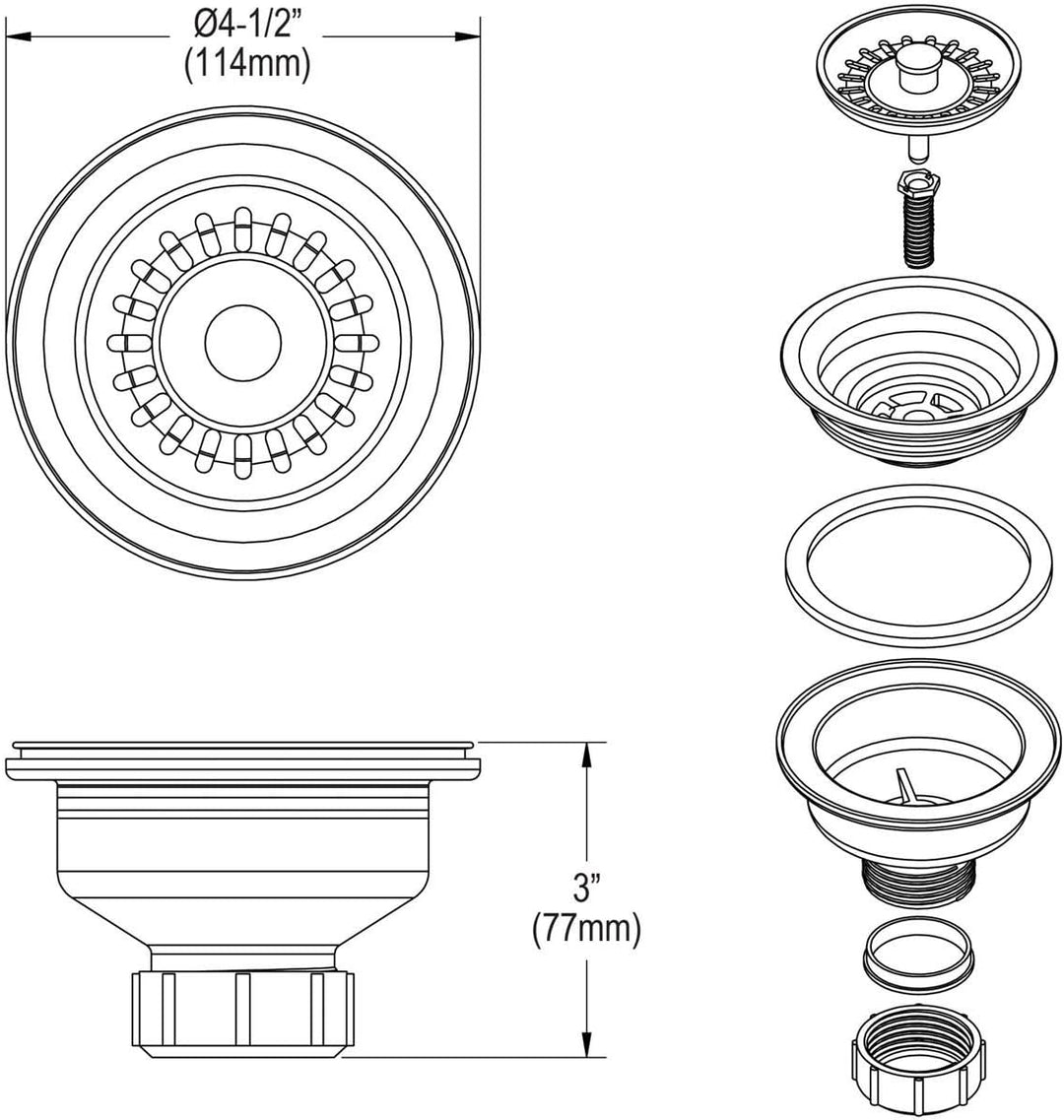 Elkay LKQS35 Korbsieb, 8,9 cm, Dunkelgrau LKQS35 Dunkelgrau, LKQS35 Dunkelgrau