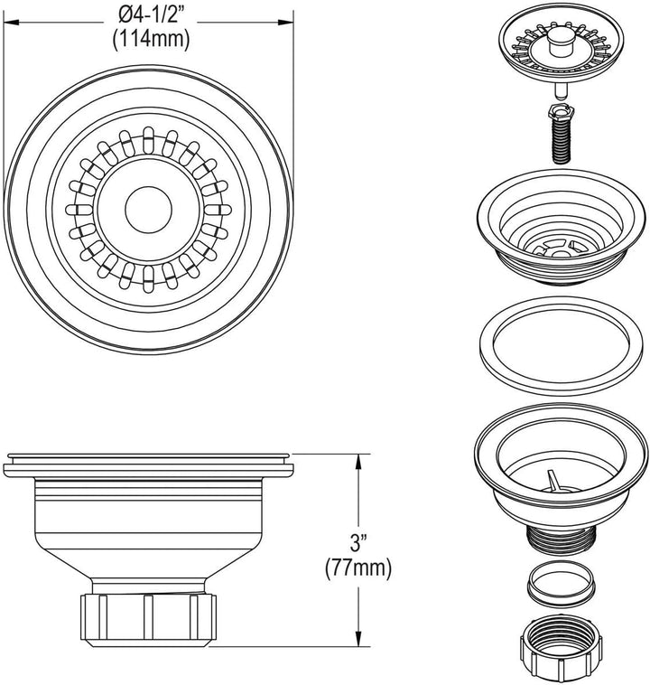 Elkay LKQS35 Korbsieb, 8,9 cm, Dunkelgrau LKQS35 Dunkelgrau, LKQS35 Dunkelgrau