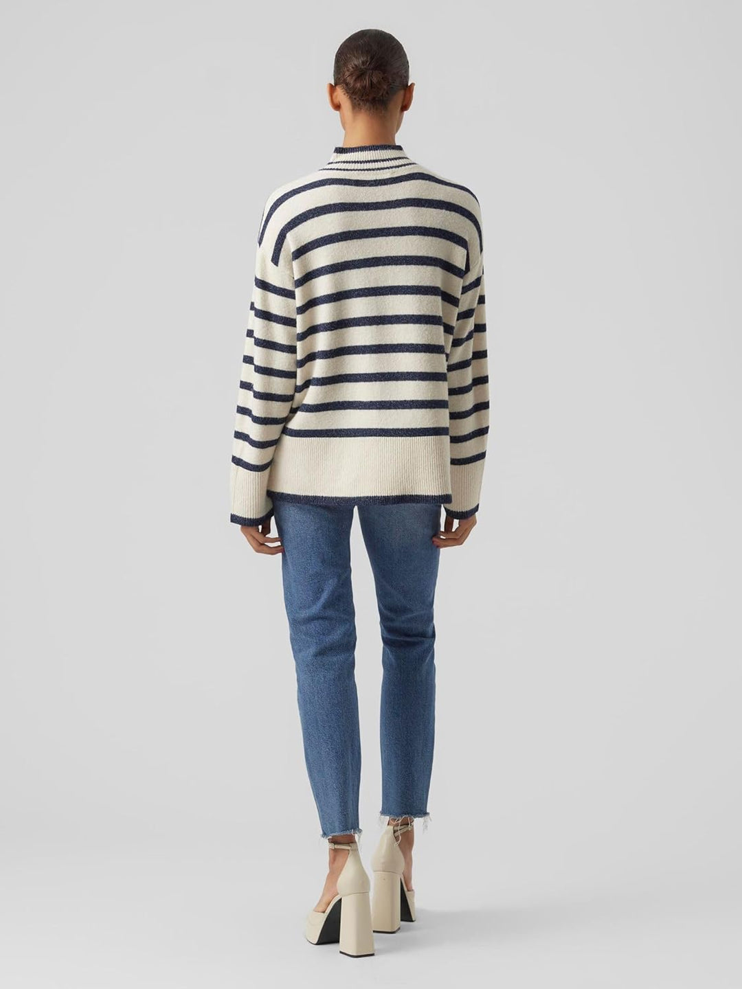 VERO MODA Female Strickpullover VMNELLY Pullover XS Birch/Stripes:w. Navy Blazer, XS Birch/Stripes:w