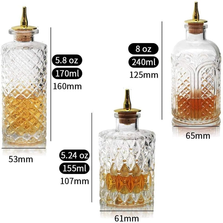 Suprobarware Bitter-Flasche für Cocktails, Glasflaschen, mit Armaturenbrett, ideal für Barkeeper, Ha
