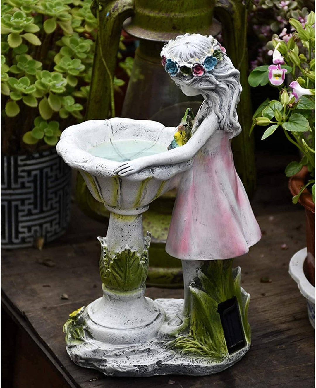 HIAME Gartendeko Figuren für Aussen Gross Solarleuchte, Blumenfee Garten Deko Blume Fee Solar Licht
