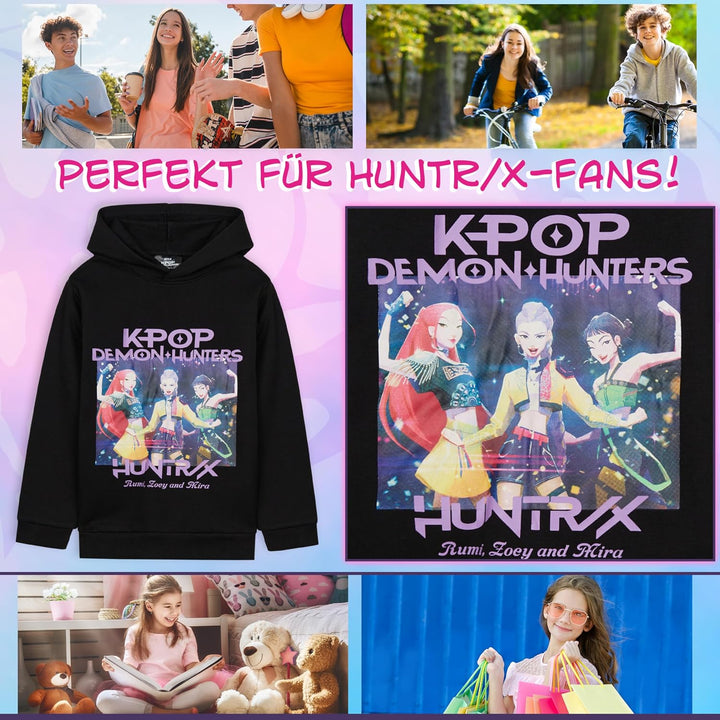 KPop Demon Hunters Offiziell Hoodie Mädchen Teenager, Taschen Fleece Pullover, Anime Huntrix Saja Bo