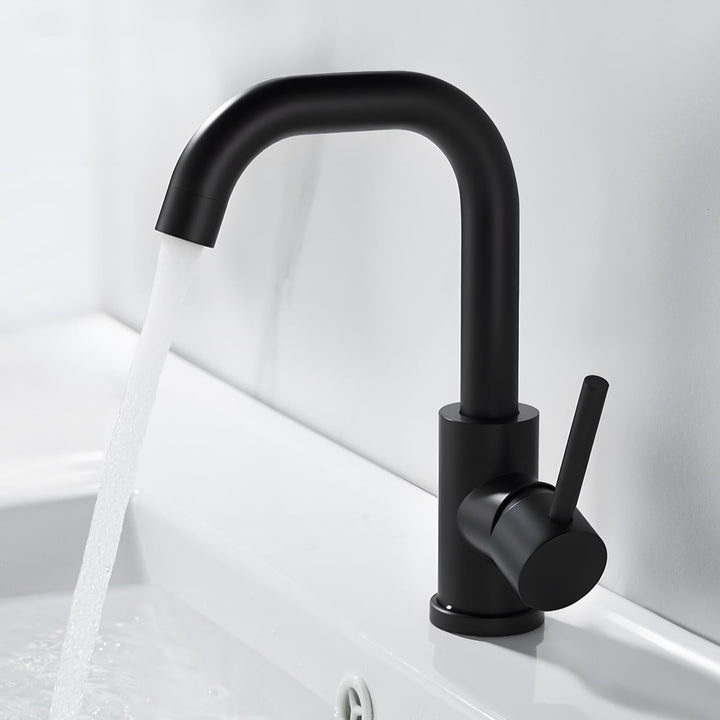 Wasserhahn Bad Schwarz, Edelstahl Waschtischarmatur Schwarz, 360° Drehbar Armatur Waschbecken für Ba