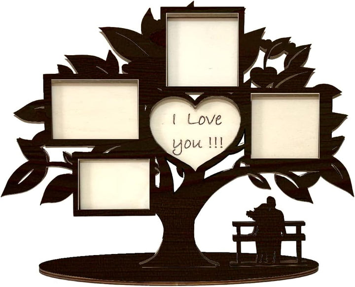 Pekiedo Bilderrahmen Lebensbaum aus Holz, Mehrfach-Bilderrahmen Love You, Geschenkidee für Freundin,