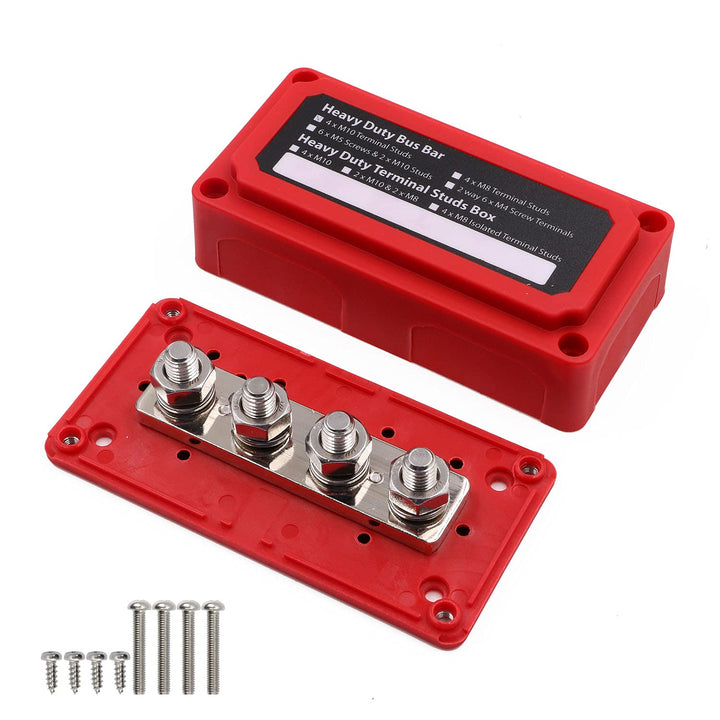 T Tocas Sammelschiene 12V - 48V DC 300 Amp Bus Bar mit 4 x M10 Bolzen Anschlussblöcke robustes Modul