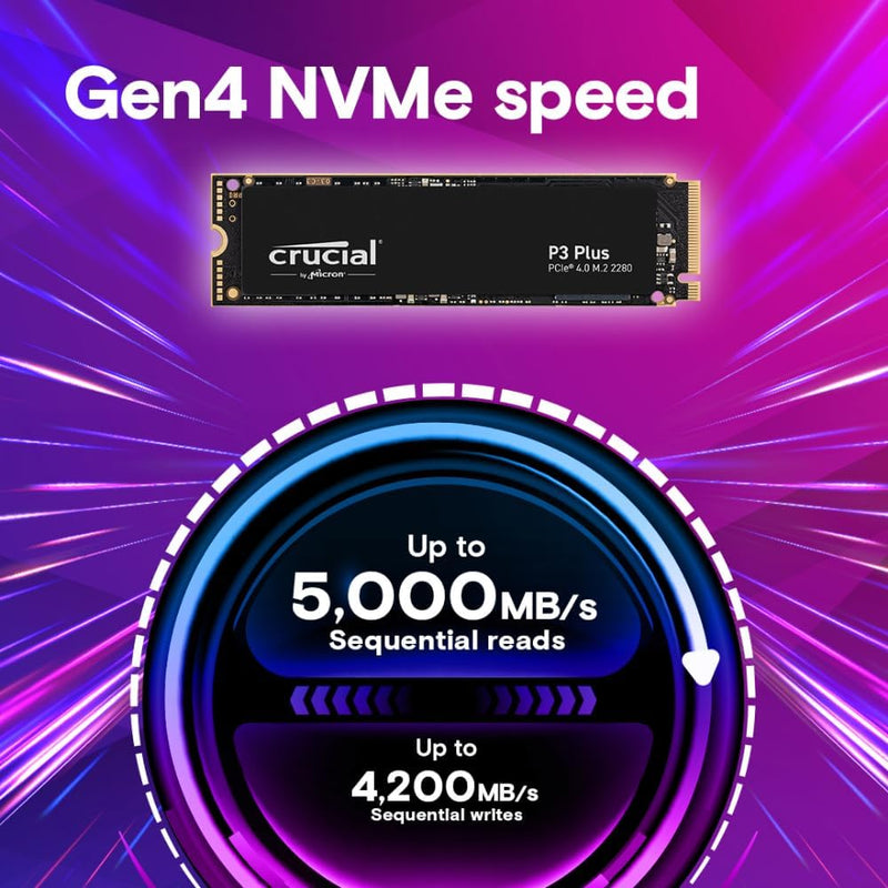 Crucial P3 Plus SSD 500GB M.2 PCIe Gen4 NVMe Interne SSD, Bis 4.700 MB/s, Kompatibel mit Laptop und