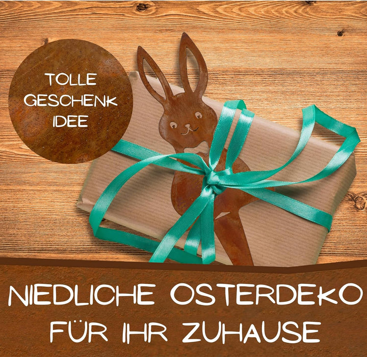 Rostikal Gartenstecker Hase 3er Set – Wetterfeste Cortenstahl Deko für Garten, Balkon oder Wohnzimme