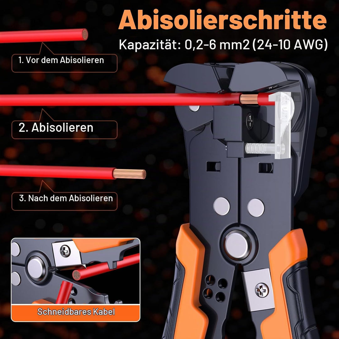 Preciva Crimpzange Kabelverbinder Set, Kabelschuhzange 0.25-6mm² mit Aufbewahrungsbox, Abisolierzang