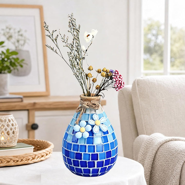 VETOLAKA 2 Stück Mosaik Bastelset, Glasmosaik Kerzenhalter Kit, Mosaiksteine zum Basteln, Basteln Kl