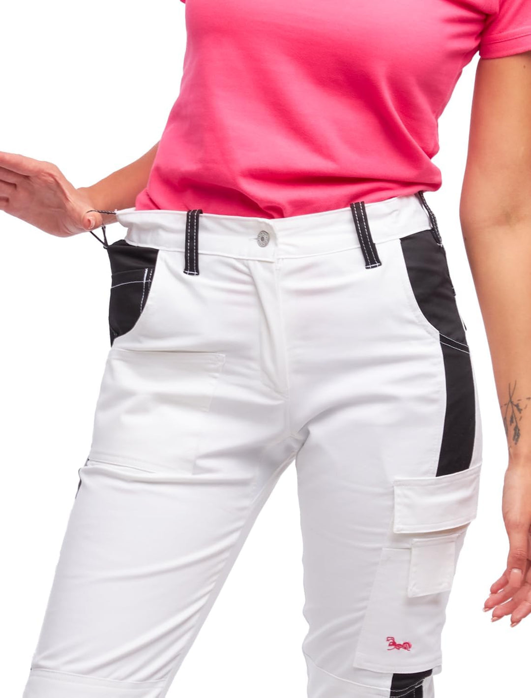 strongAnt Damen Arbeitshose komplett Stretch für Frauen Bundhose mit Kniepolstertaschen Schwarz Grau