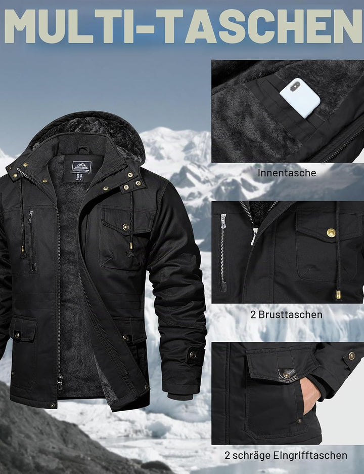 MAGCOMSEN Winterjacke Herren Warm Gefüttert Jacke Fleece Winterparka Winddicht Outdoor Übergangsjack