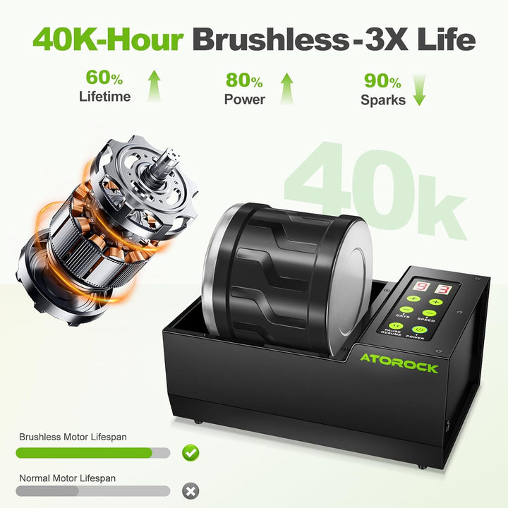 A1 Professional Rock Tumbler Kit, 1,8 kg extra grosses Fass mit modernem, bürstenlosem Motor, einste