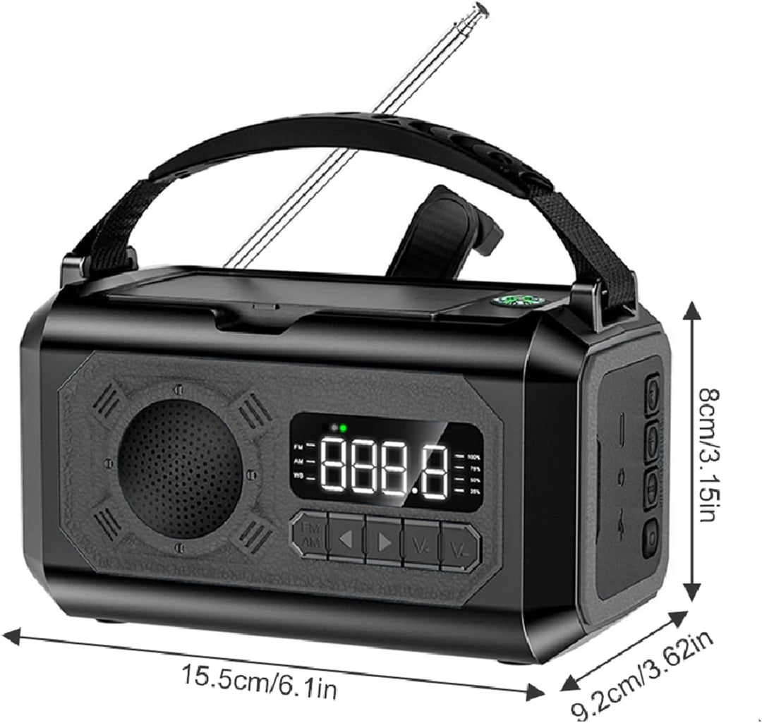 12000 MAh Notfall-Wetterradio, Tragbares Notfall-Wetterradio, Solarradio, Handkurbel-Wetterradio mit