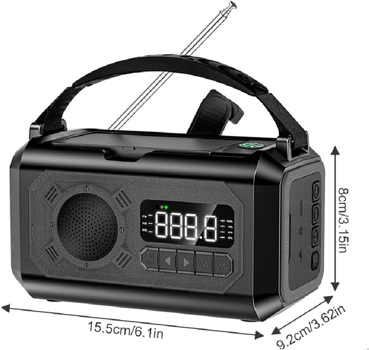 12000 MAh Notfall-Wetterradio, Tragbares Notfall-Wetterradio, Solarradio, Handkurbel-Wetterradio mit