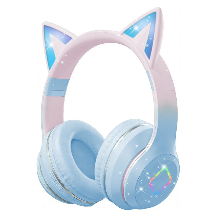 Kinder Bluetooth Kopfhörer, Katzenohr LED Lichter, Bluetooth 5.3 Stereo, Verstellbares Kopfband, 85d