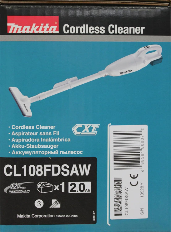 Makita Akku Staubsauger (Behälter 0,6 l, 3 Saugstufen, Saugkraft max. 30 W, beutellos, mit LED-Beleu