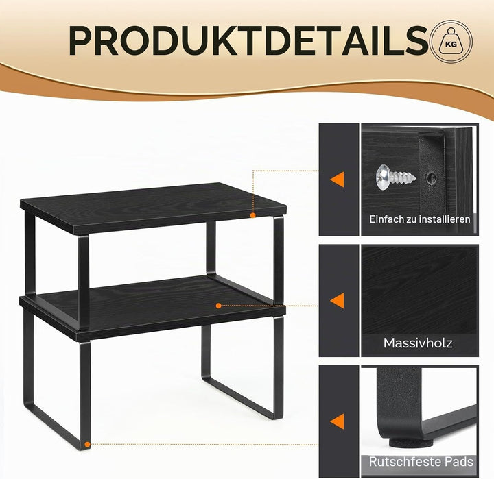 LIANTRAL Küchenschränke Organizer 4er Set, Küchenregal, Küchen Organizer, Erweiterbar und Stapelbar,