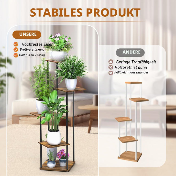 Blumenständer, Pflanzenständer Innen, 5 Etagen Modernes blumentopf ständer, Blumentreppen Metall, pf