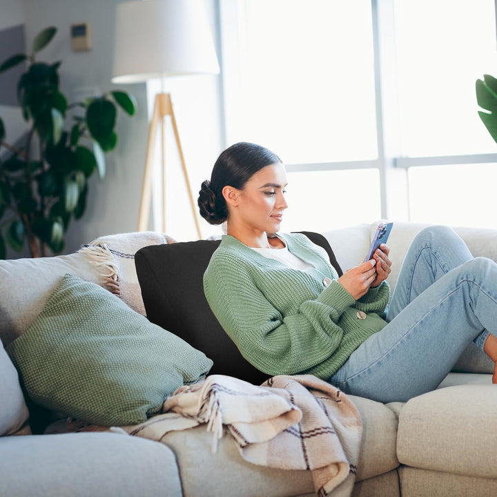 GOFORIT Ergonomisches Rückenkissen für Sofa &amp; Sessel - Zweilagiges Memory-Schaum Lendenkissen mit fe
