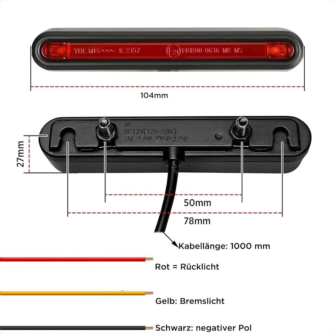 evermotor Motorrad Rücklicht LED, E24 E-geprüft für Motorräder, E-Bike Fahrrad, 6-58V, Rücklicht mit