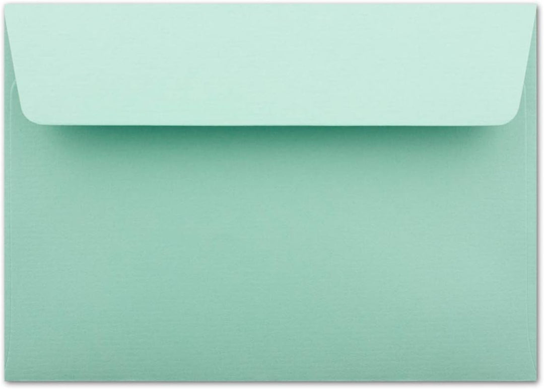 200 gerippte Briefumschläge DIN C6 Aquablau - 11,4 x 16,2 cm - 100 g/m² Post-umschlag ohne Fenster H