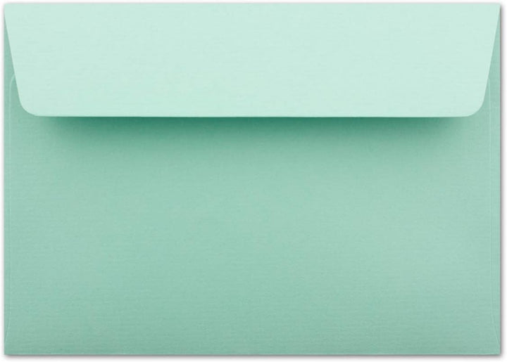200 gerippte Briefumschläge DIN C6 Aquablau - 11,4 x 16,2 cm - 100 g/m² Post-umschlag ohne Fenster H