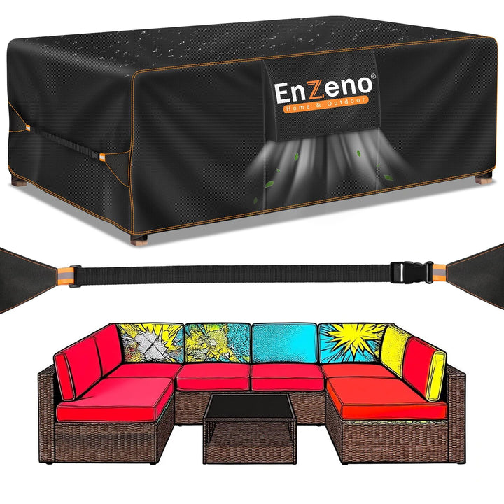 Enzeno Gross Gartenmöbel Abdeckung Wasserdicht mit Belüftungsöffnungen 270x180x94cm, Abdeckplane Sch