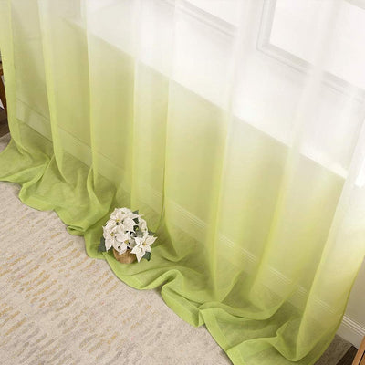 MIULEE Gardinen Transparent Vorhänge Farbverlauf Voile Sheer 2er Set Vorhang mit Ösen Dekoschal Fens